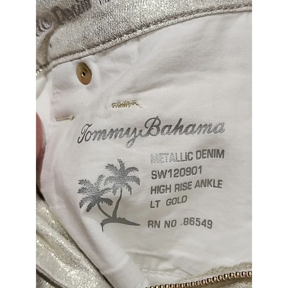 Tommy Bahama‎ Denim NWT Womens 2, Metallica Denim High Rise Ankle - Lt. Gold